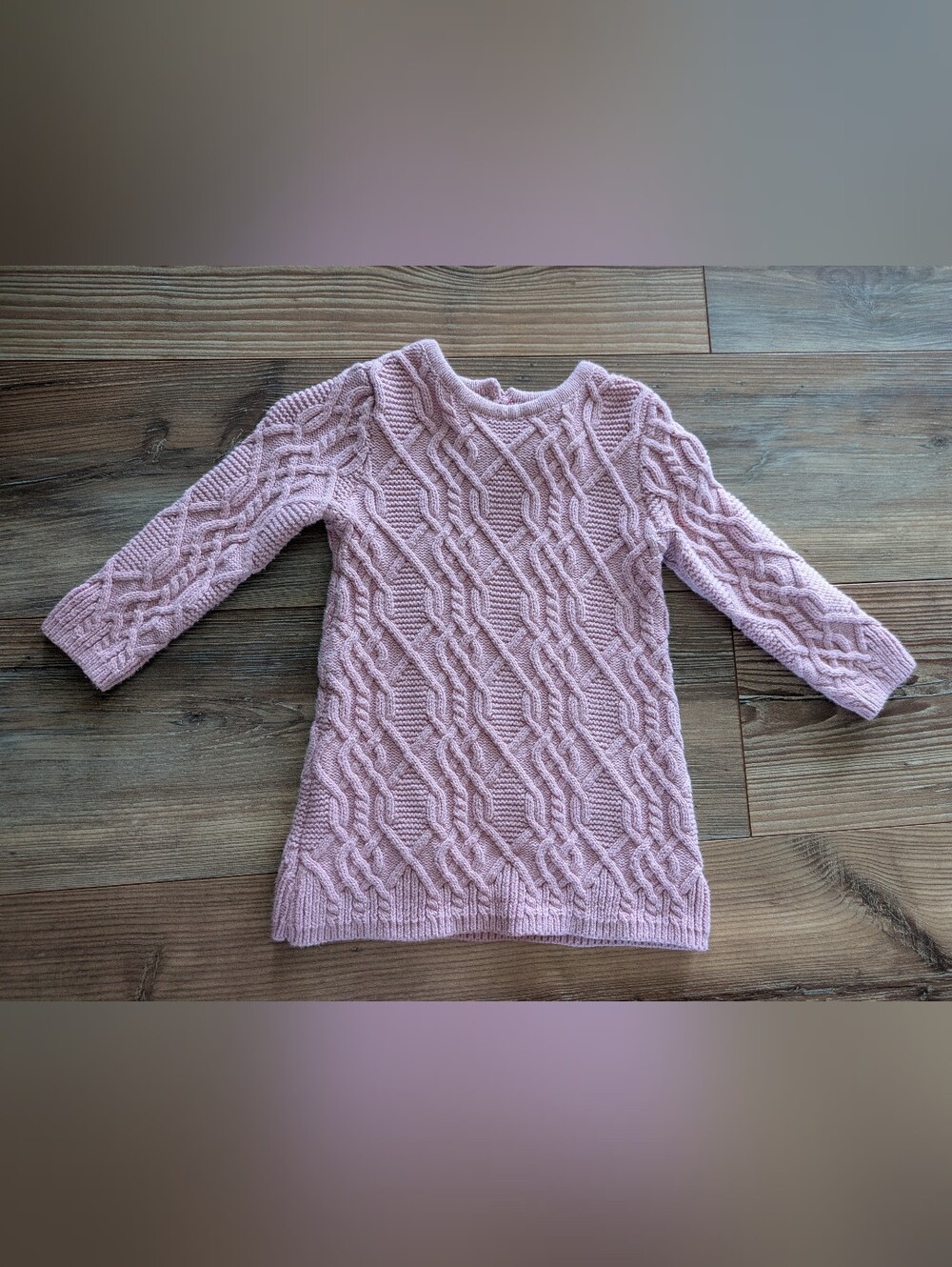 Adrienne Vittadini Girls Pink Cable Knit Long Sleeve Sweater Dress 24 Months